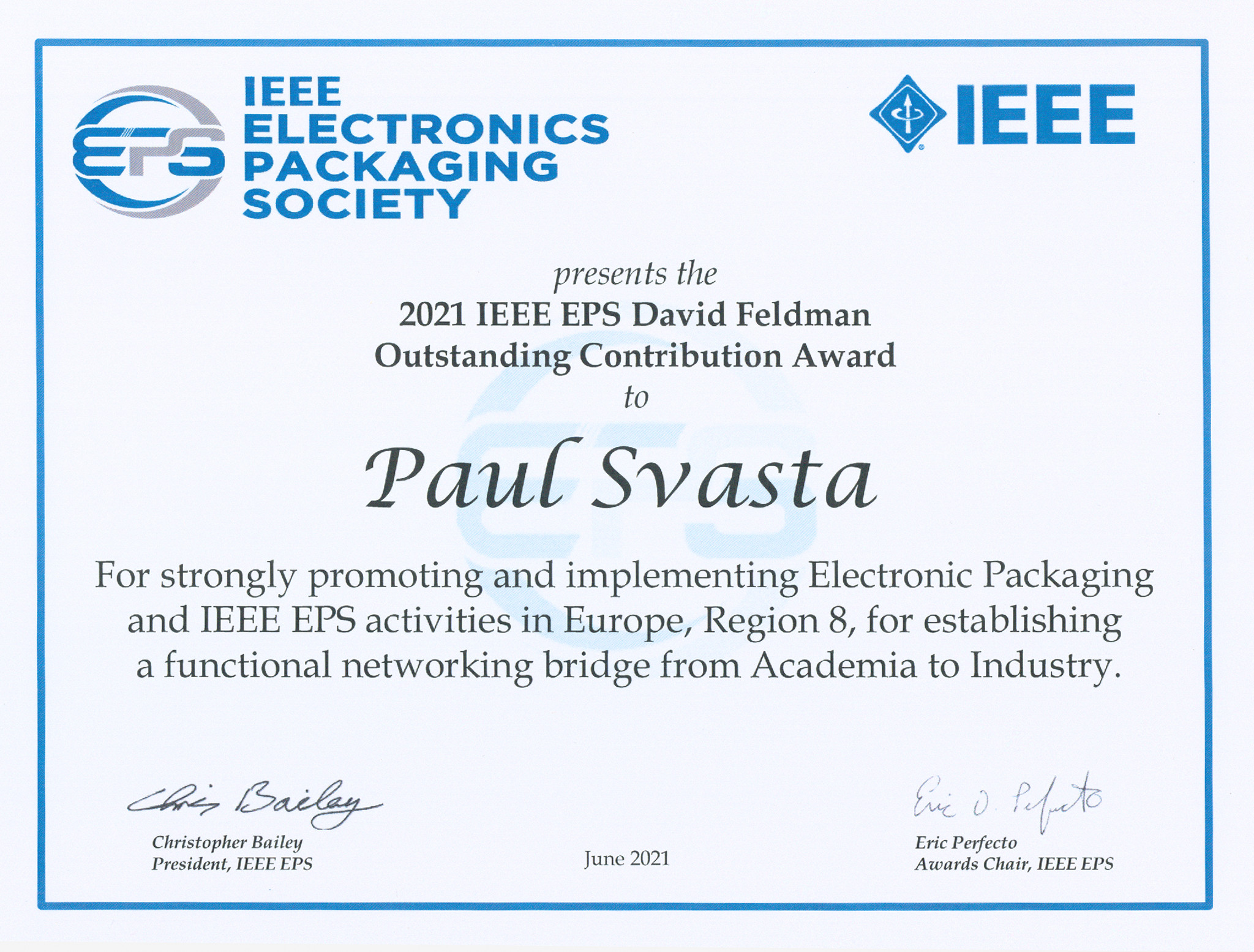 IEEE Award APTE Paul SVASTA